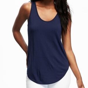 Old Navy blue scoop neck loose fit rounded hem tank top size XL